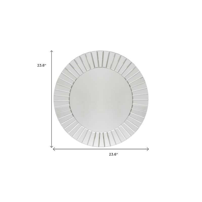 HomeRoots 24" Clear Round Beveled Glass Framed Accent Mirror - 23.6' X '23.6' X '0.8