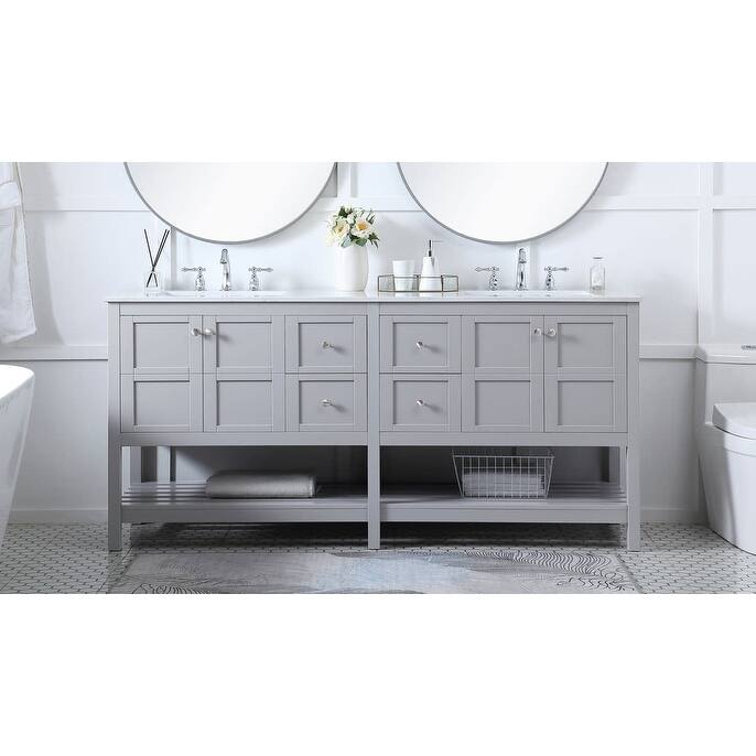 Elegant Lighting VF16472D Theo 72" Free Standing Double Basin Vanity