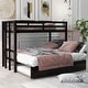 preview thumbnail 11 of 16, Twin Over Pull-out Bunk Bed with Trundle, Wooden Twin Over Twin/Double Twin Bunk Bed, Extendable Bunkbeds w/Ladder & Safety Rail