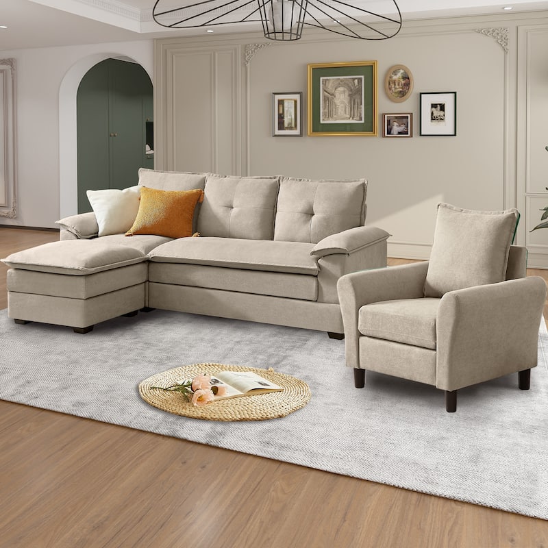 82.28" L Shaped 3 Pieces Living Room Sets