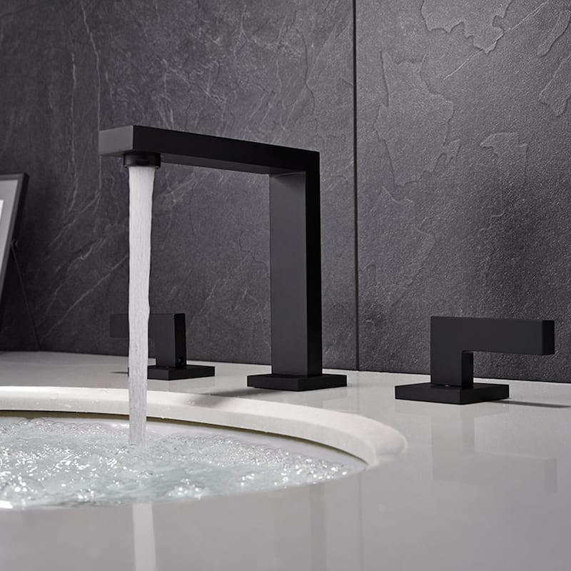 8 in. 2-Handle Widespread High-Arc Bathroom Faucet in Matte Black - Spout height: 5.6" x Spout reach: 5.5" - Black