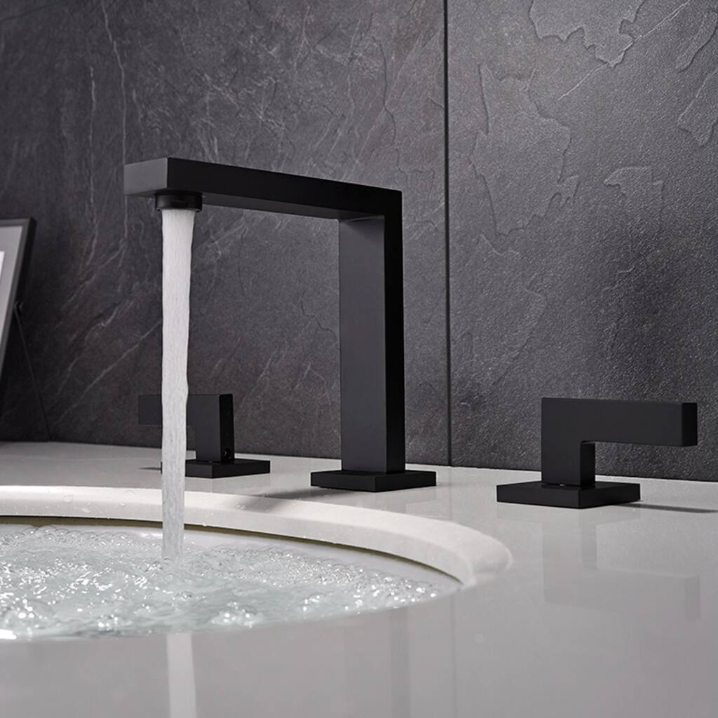 8 in. 2-Handle Widespread High-Arc Bathroom Faucet in Matte Black - Spout height: 5.6" x Spout reach: 5.5"