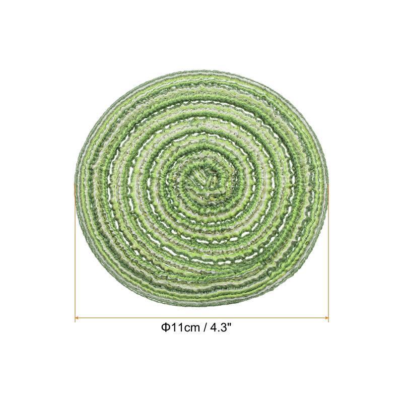 4pcs Round Braided Placemats Non-Slip Washable Round Table Mats - Green - 4.3"