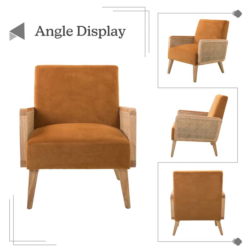 Carmina Upholstered Accent Chair with Natural Rattan Arms by HULALA HOME