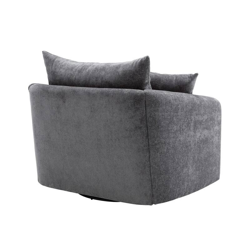 46" Chenille Upholstered Sofa Swivel Chair