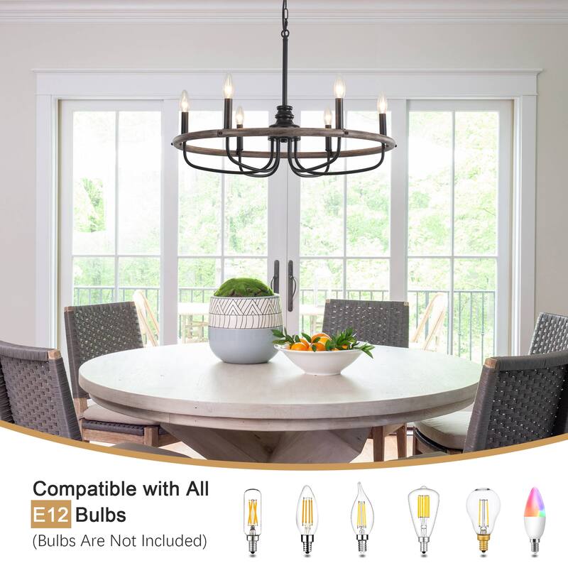 6-Light Candlestick Hanging Linear Foyer Chandelier Lighting Fixture for Dining Room Kitchen Island