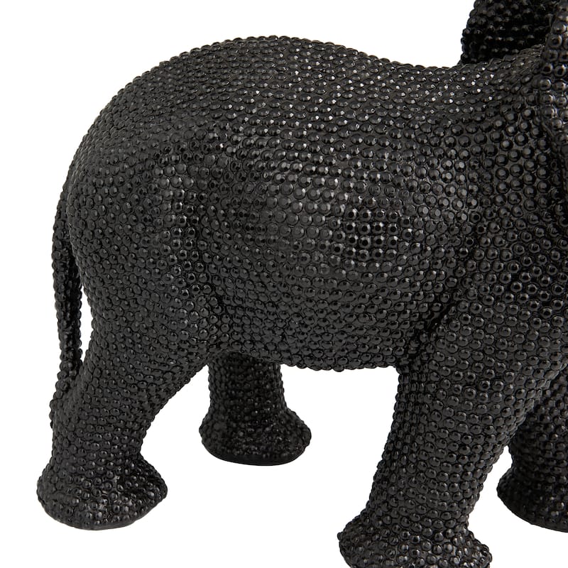 Black Polystone Elephant Decorative Sculpture