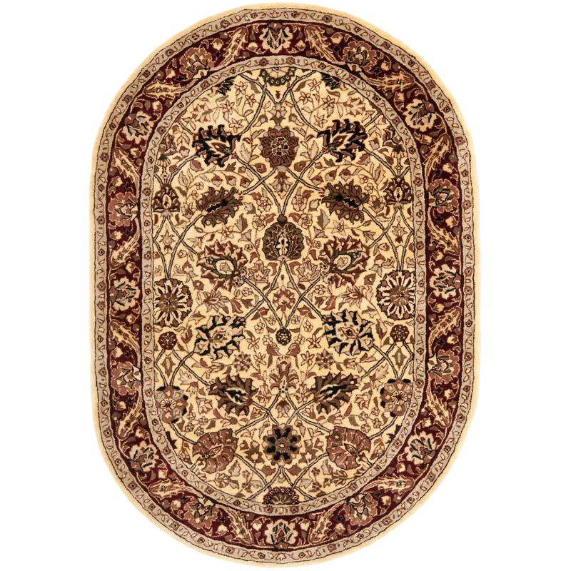 SAFAVIEH Handmade Persian Legend Filipina Traditional Oriental Wool Rug - 7'6" x 9'6" Oval - Ivory/Red