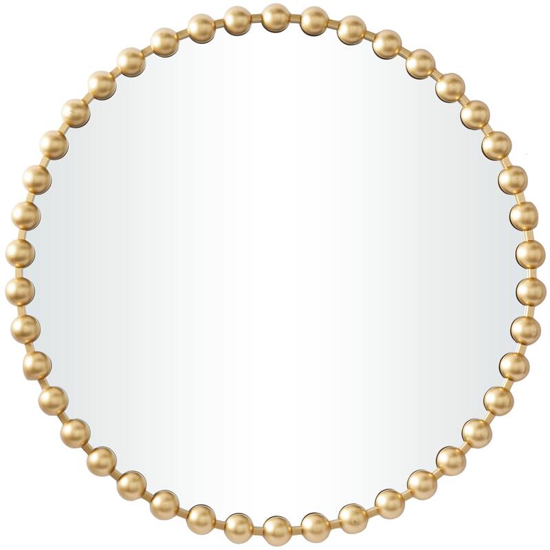 CosmoLiving by Cosmopolitan Metal Wall Mirror with Beaded Detailing - Dark Gray, Gold, Silver