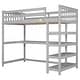preview thumbnail 13 of 82, Space-Saving Loft Bed with Storage Shelves and Desk, Solid Wood Loft Bed Frame with Ladder and Guardrail for Kids Teens Adults