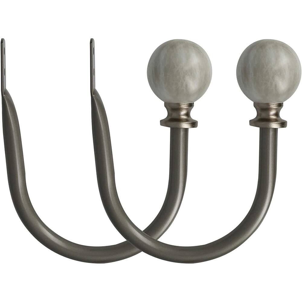 MERIVILLE Set of 2 Decorative Spanish White Marble Ball End Window Curtain Holdbacks