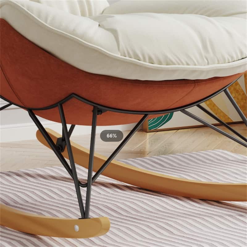 Ergonomic Rocking Chair with Detachable and Washable Seat Cushion