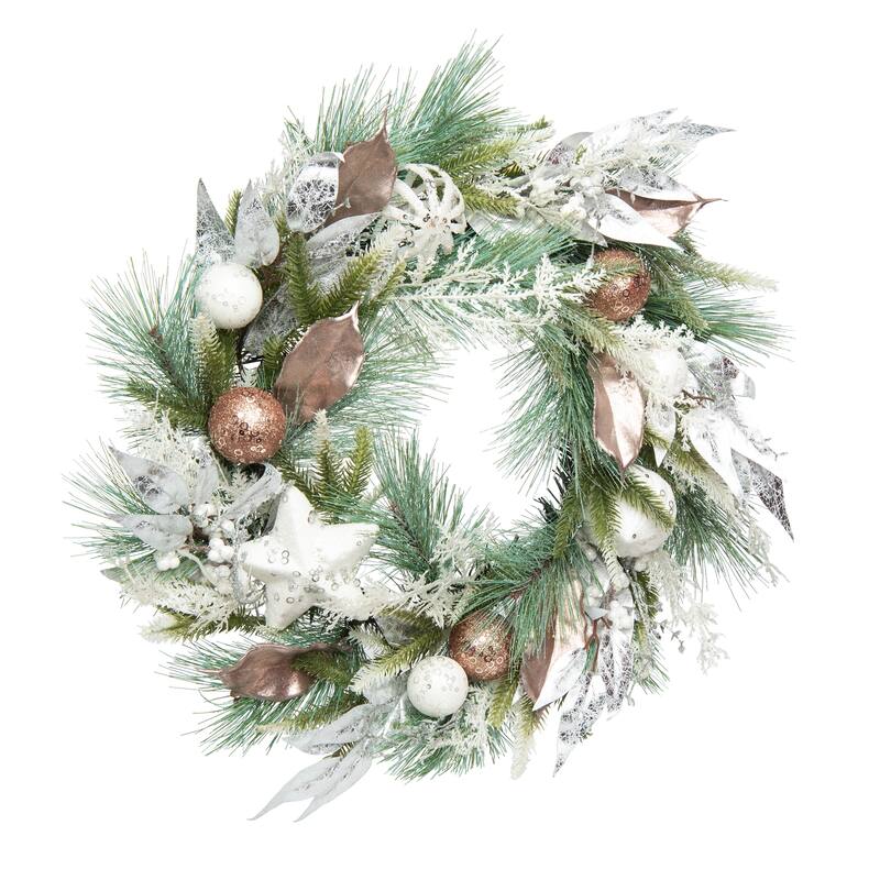 Transpac Artificial 24 in. Multicolor Christmas Glow Christmas Wreath