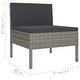 preview thumbnail 4 of 3, vidaXL 6 Piece Patio Lounge Set with Cushions Poly Rattan Gray - 22.4" x 27.1" x 26.3"