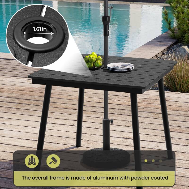 Outdoor Dining Furniture Rectangular Dining Table with Umbrella Hole