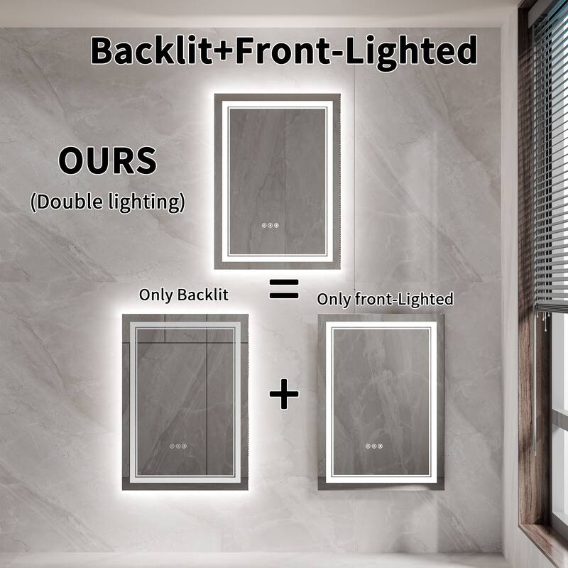 Modland Small Size LED Bathroom Mirror Back & Front Lighted Anti-Fog