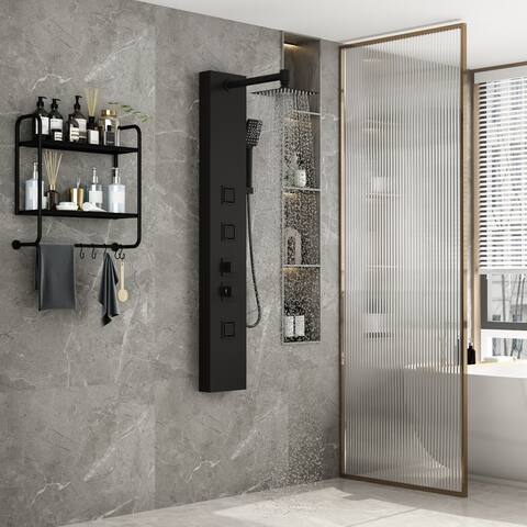 Shower Panel Rainfall Shower Tower 3-Function Stainless Shower Panel