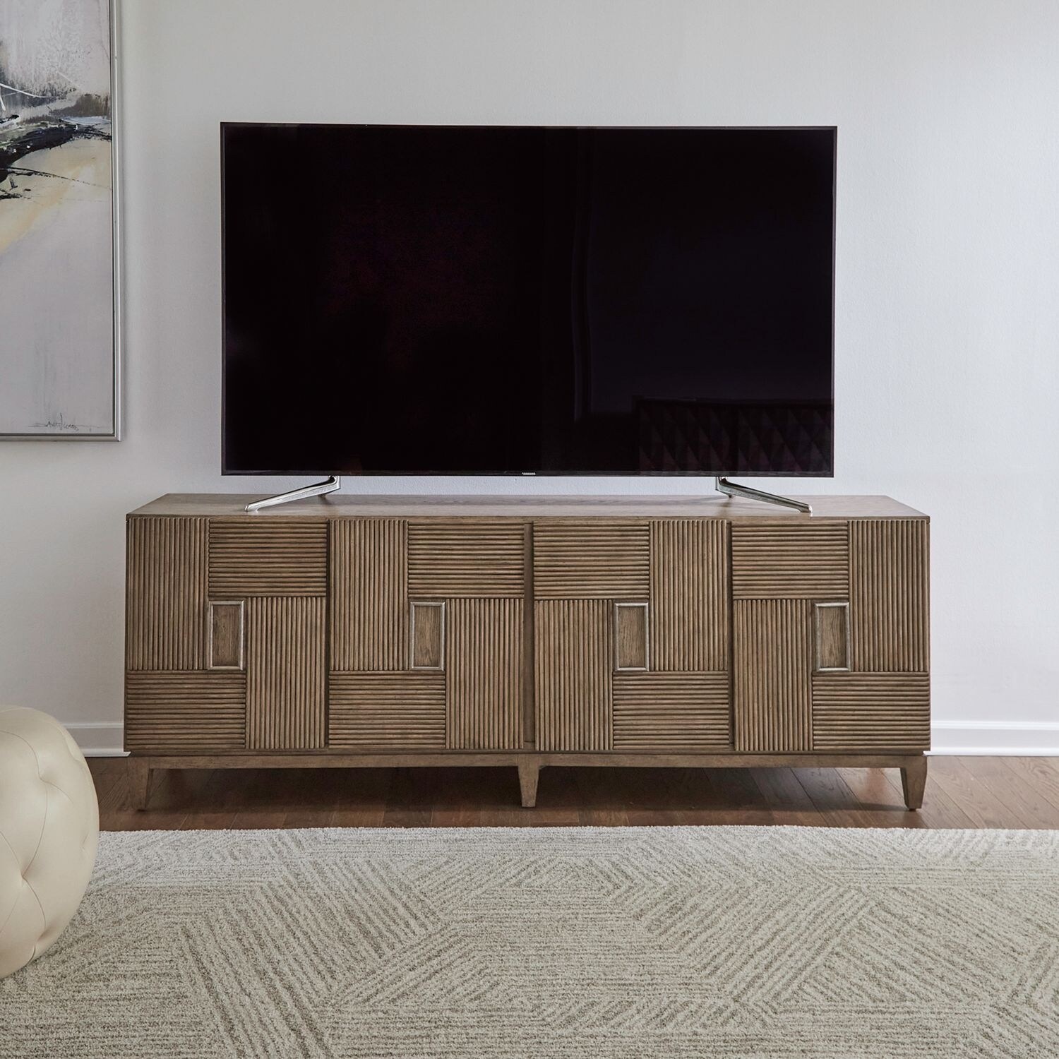 Serenity Burnished Beige 82 Inch Accent TV Console On Sale Bed Bath Beyond 40314047