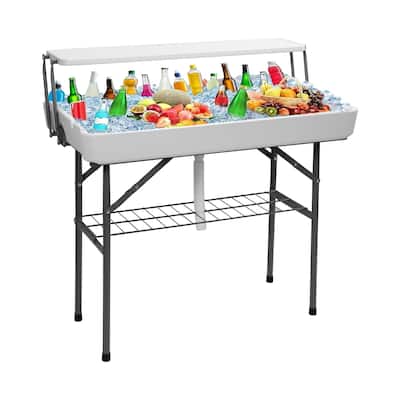 Two-Tier Portable Ice Cooler Table with Removable Skirt