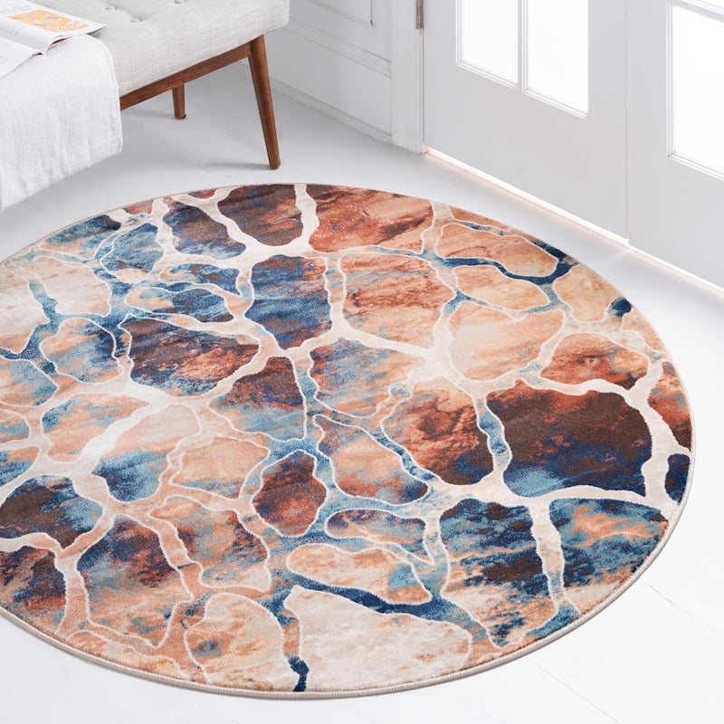 Contemporary Harrogate Collection Area Rug - Brick Red - 10' Round