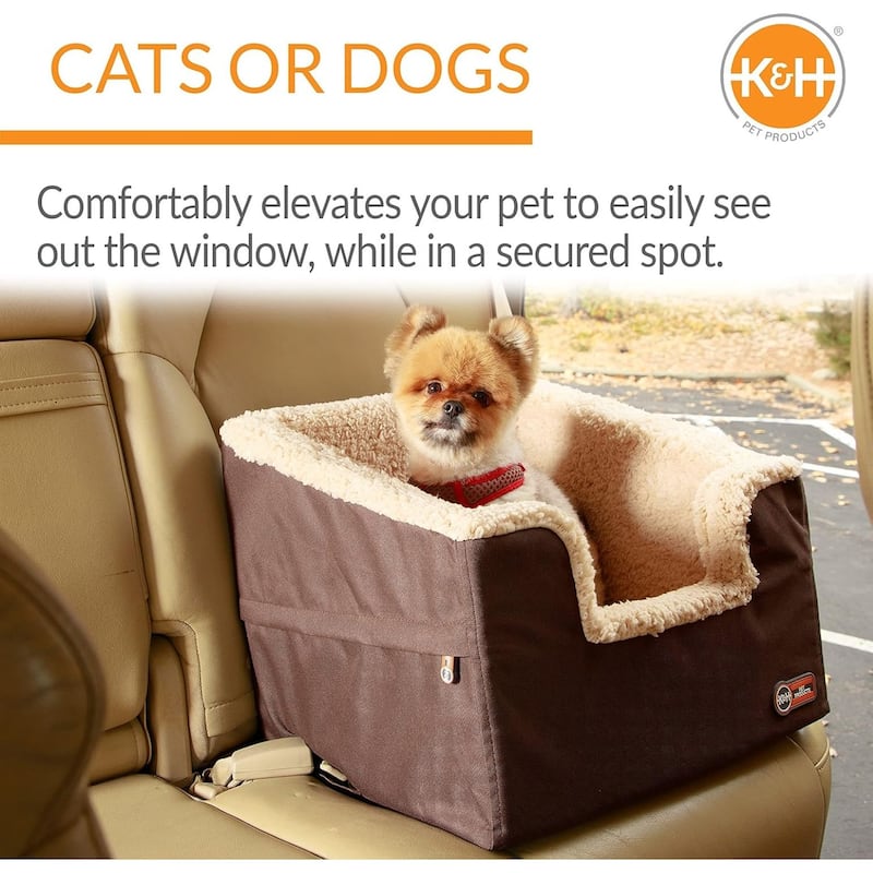 Bucket Booster Rectangle Pet Car Seat - Small - Chocolate and Tan