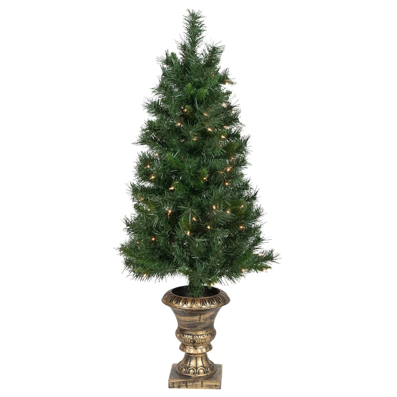 5-Piece Pre-Lit Norwich Pine Artificial Christmas Entryway Set - 4'