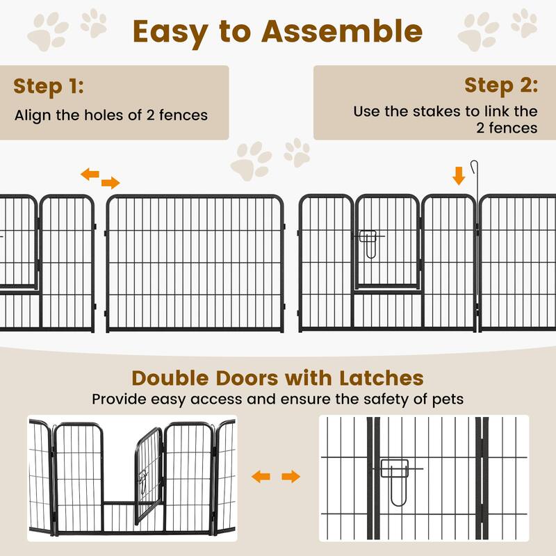 16 Panel Dog Playpen with Lockable Door for Safe Pet Space