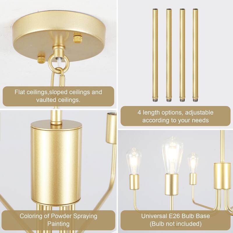 6-Light 30.15"W Kitchen Island Modern Chandeliers for Living Room