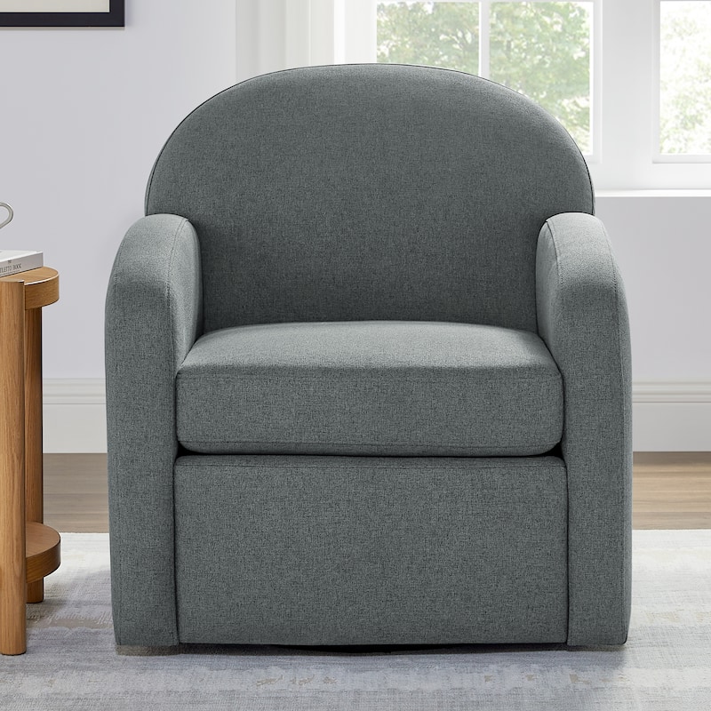 Gray Fabric Swivel Chair 33 Inch Edie Collection Barrel Style Removable Cushion