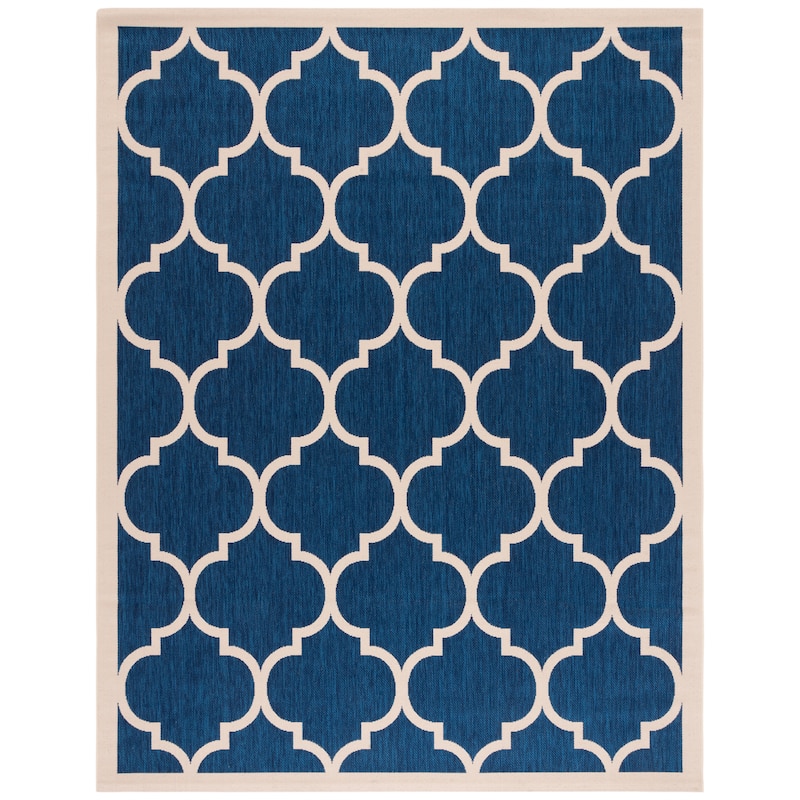 SAFAVIEH Courtyard Sibel Indoor /Outdoor Waterproof Patio Backyard Rug - 8' x 10' - Navy/Beige
