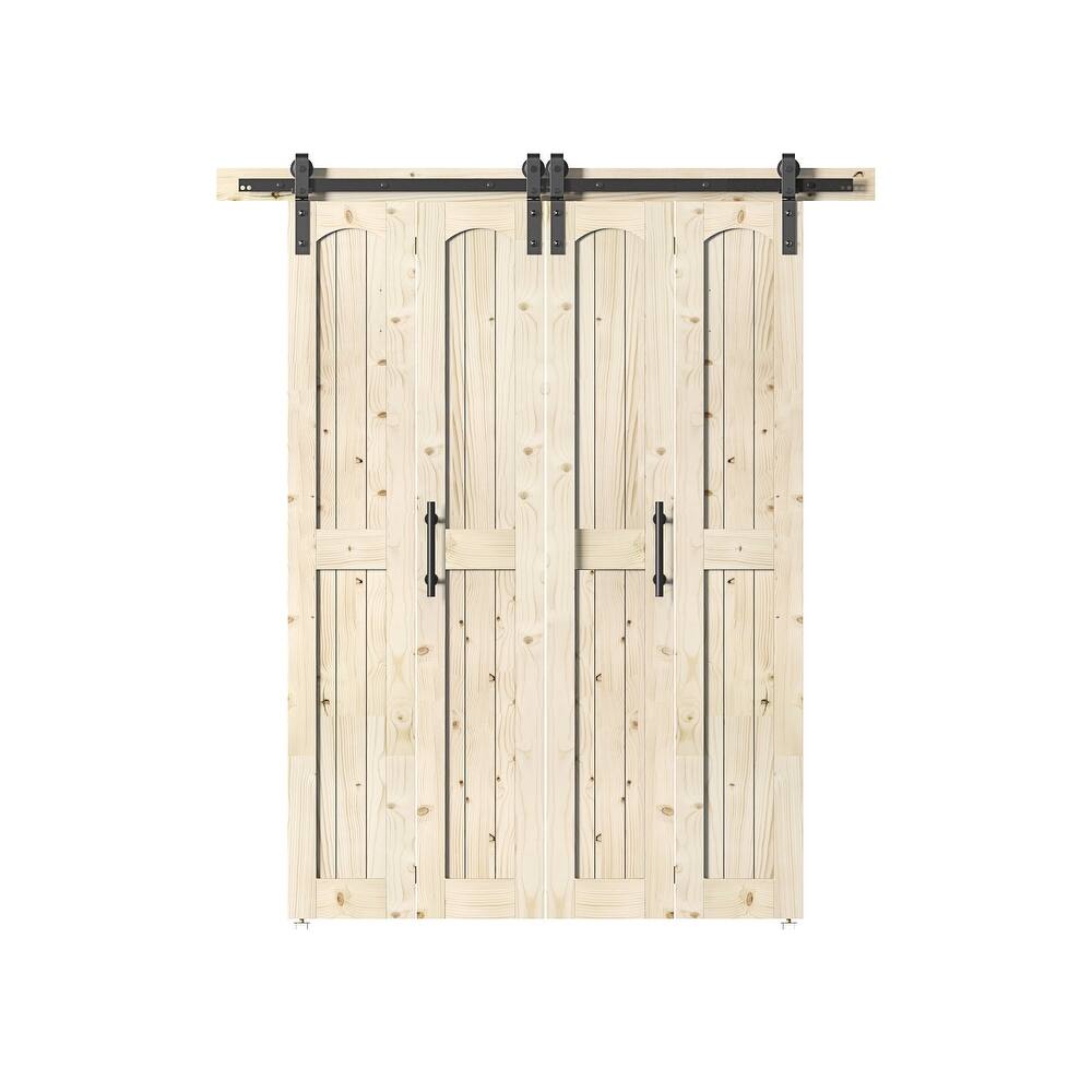 Coast Sequoia Arch Top 30in./36in./48in./60in./72in./96in. x 84in. Knotty Pine Wood Unfinished Bi-Fold Door With Hardware Kit