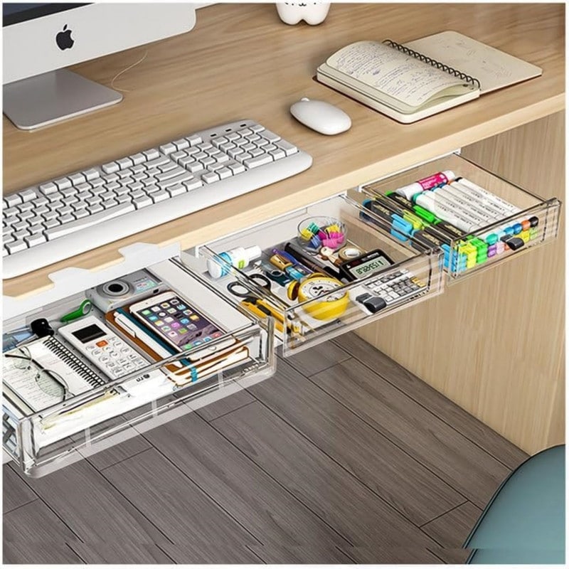 Stand Up Desk Store Add-On Office Sliding Under-Desk Drawer Storage  Organizer for Standing Desks (Black, Lockable with Padded Laptop Shelf)