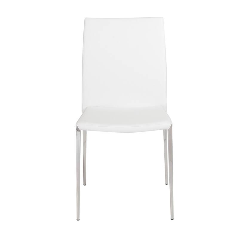 HomeRoots Set of Two Gray Faux Faux Leather Steel Stacking Chairs