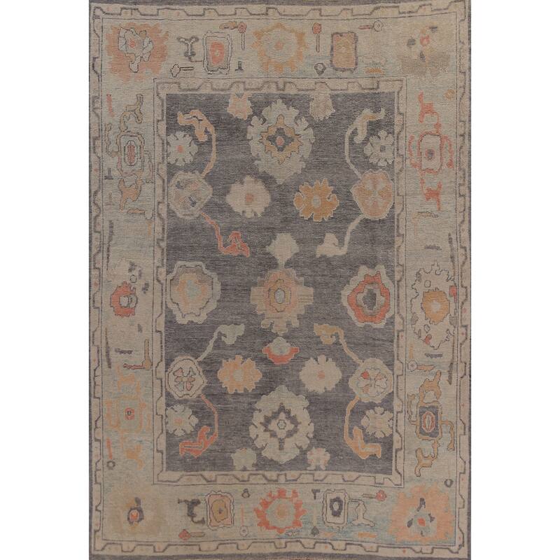 Hand Knotted Oriental 100% Wool Carpet Transitional All-Over Greys & Charcoal Oushak Area Rug - 11' 7'' X 8' 10''