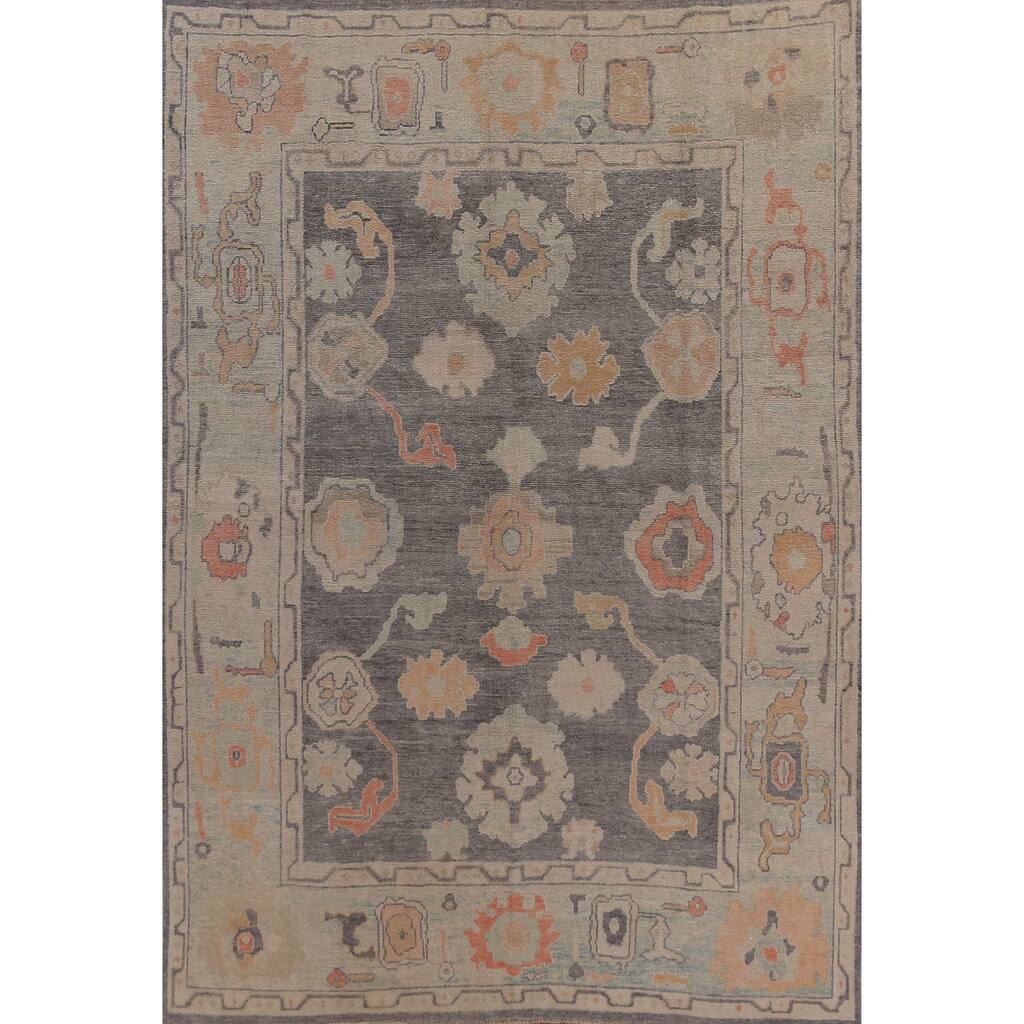 Hand Knotted Oriental 100% Wool Carpet Transitional All-Over Greys & Charcoal Oushak Area Rug - 11' 7'' X 8' 10''