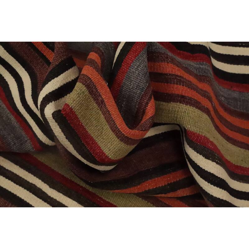 Hand Woven Oriental 100% Wool Carpet Southwestern Geometric Multi-Colored Kilim Area Rug - 8' 6'' X 5' 3''