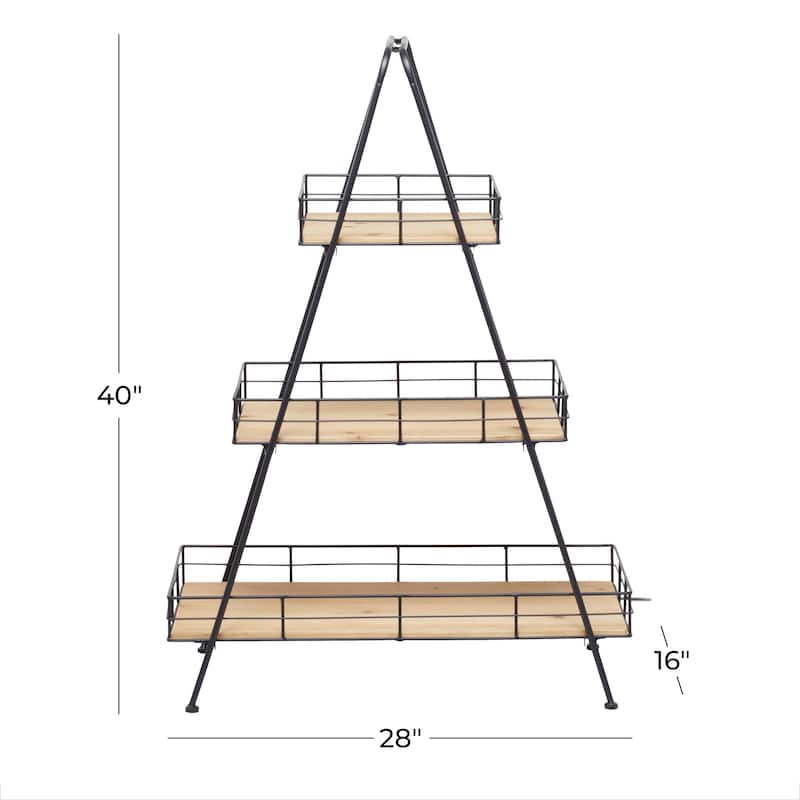 Brown Wood Indoor Outdoor 3 Tier Plantstand - 28"L x 16"W x 40"H