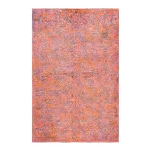 Vibrance, One-of-a-Kind Hand-Knotted Area Rug - Pink, 5' 0" x 7' 8" - 5' 0" x 7' 8"