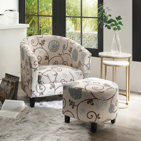 Retro Accent Living Room Chair with Ottoman