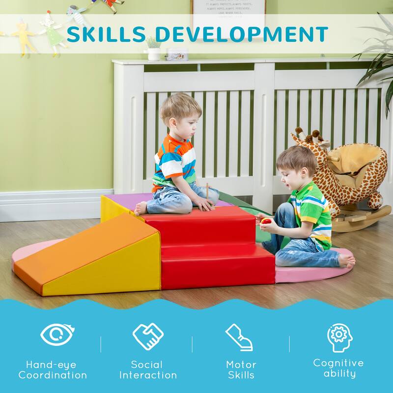 6-Pieces Foam Climbing Blocks for Toddlers 1-3 Years, Soft Play Set for Climb and Crawl, Assorted