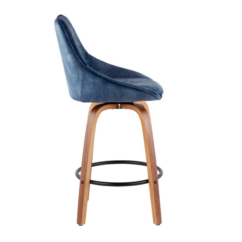 Carson Carrington Alba Velvet Counter Stool with Black Round Footrest (Set of 2)