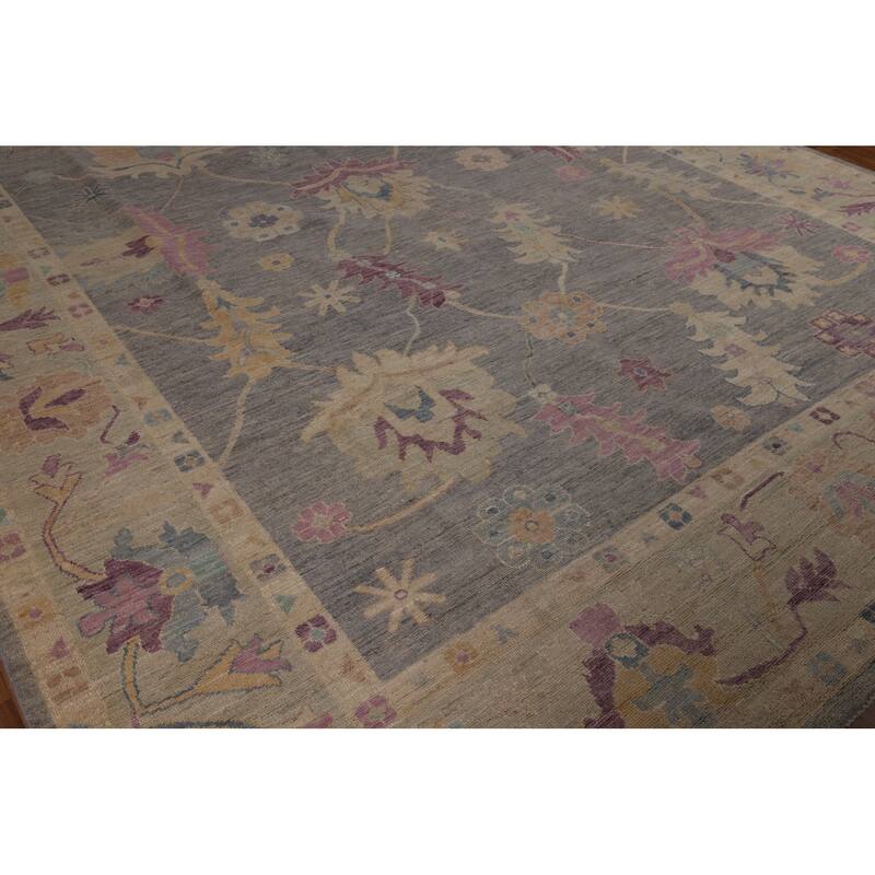 Grey Oriental Oushak Turkish Large Area Rug Handmade Wool Carpet - 10'0"x 13'7"