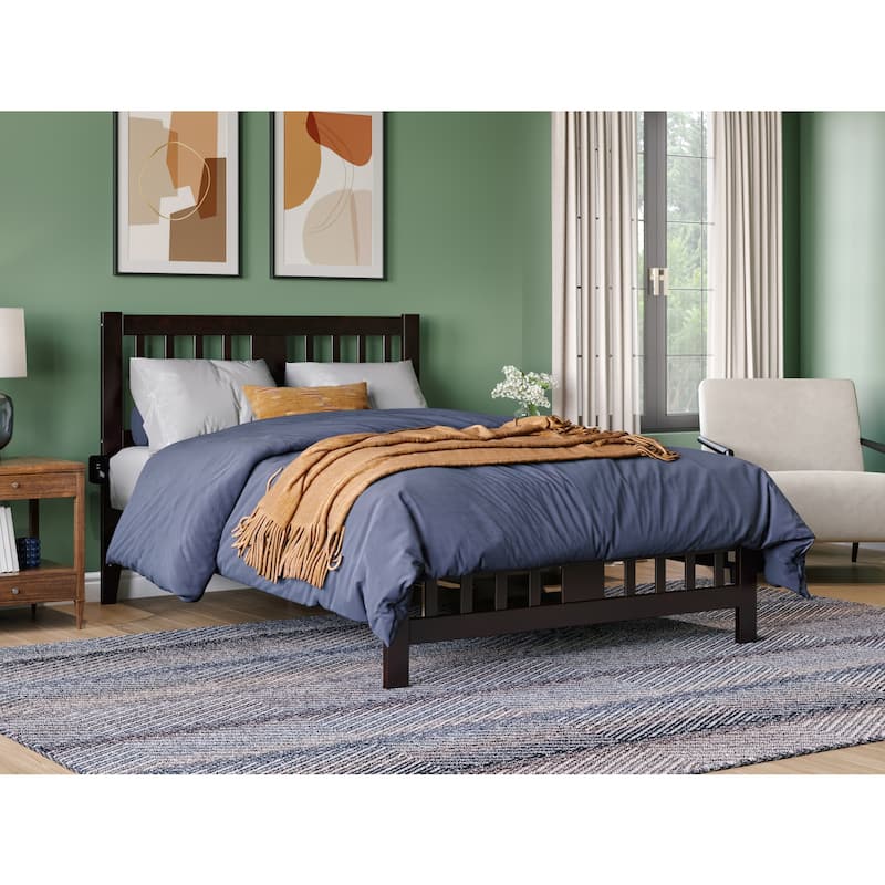 Appeal Full Bed - Espresso Wood Frame with Headboard & Footboard - Slat Kit Included - No Box Spring Needed