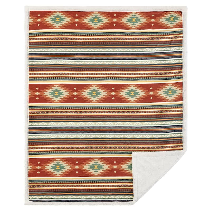 Indigo Hill by HiEnd Accents Campfire Sherpa Fleece Throw, 1PC or 3PC