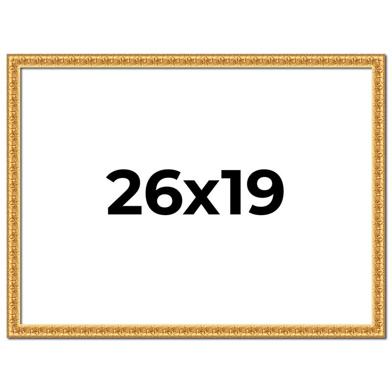 26x19 Frame Gold Real Wood Picture Frame Width 1 inches | Interior