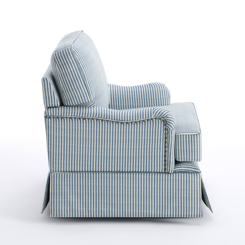 Skirted Swivel Accent Nailhead Barrel Chair