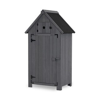 MCombo Small Outdoor Storage Cabinet Shed with Door and Shelves (30.3" x 21.5" x 56"), Wooden 0733 - 30.3”x21.5”x56”