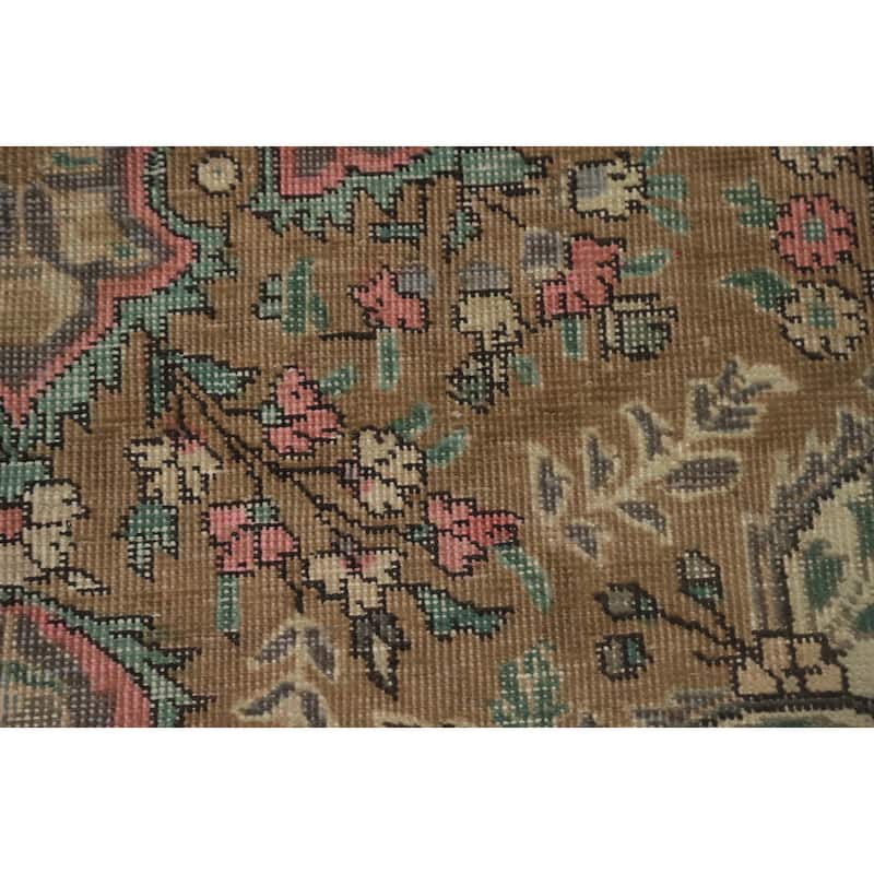 Hand Knotted Oriental 100% Wool Carpet Traditional Floral Brown Tabriz Area Rug - 6' 3'' X 4' 6''