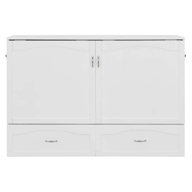 Roomfitters Queen Size Murphy Bed with Drawers and USB Ports, Space-Saving Wall Bed with Pulley Design