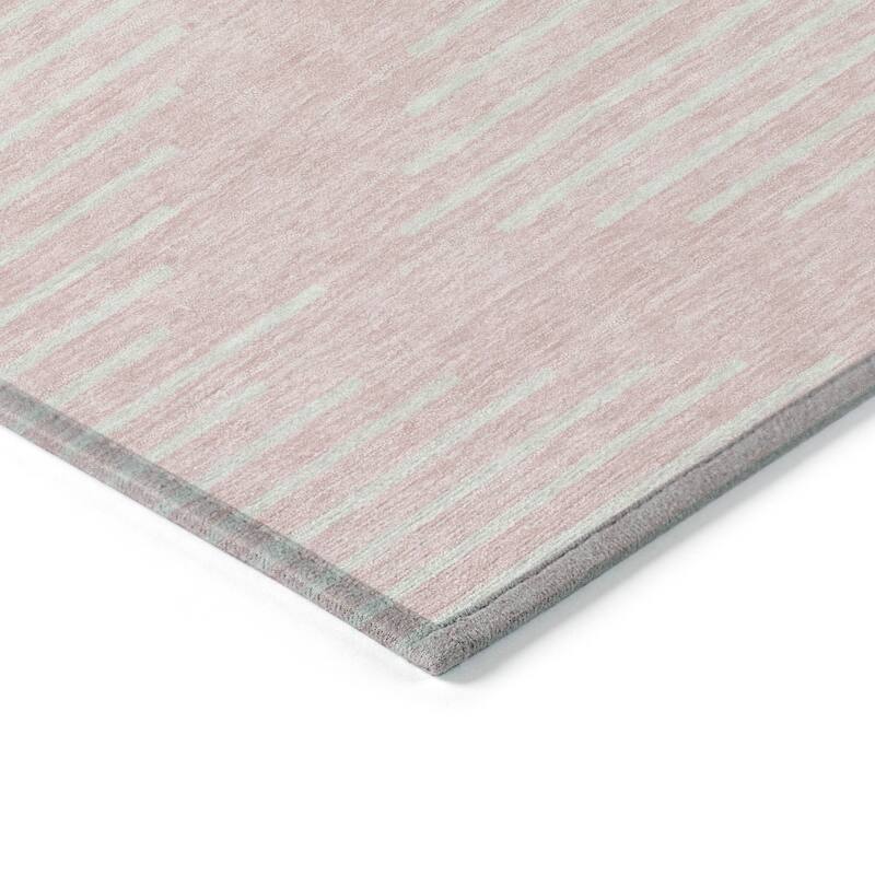 Machine Washable Indoor/ Outdoor Modern Stripe Chantille Rug